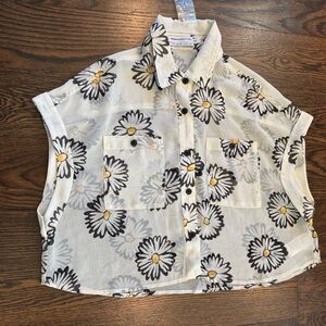 NEW Urban Outfitters Floral Button-Up Sheer Top